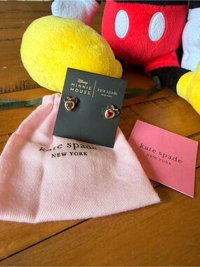 Disney x kate spade Gold-Tone Red Heart Minnie Mouse Stud Earrings